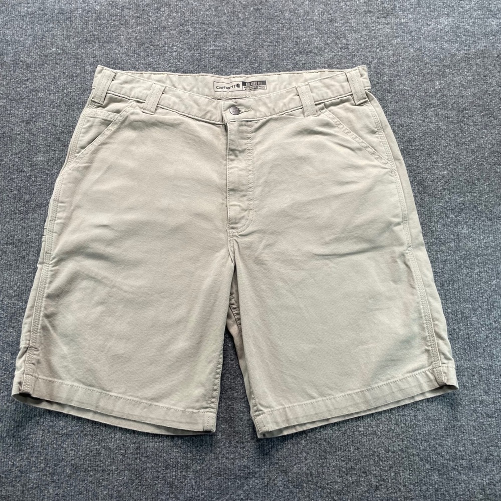 Carhartt Shorts Mens 36 Khaki Rugged Flex Relaxed Fit Canvas Work BS2514-M